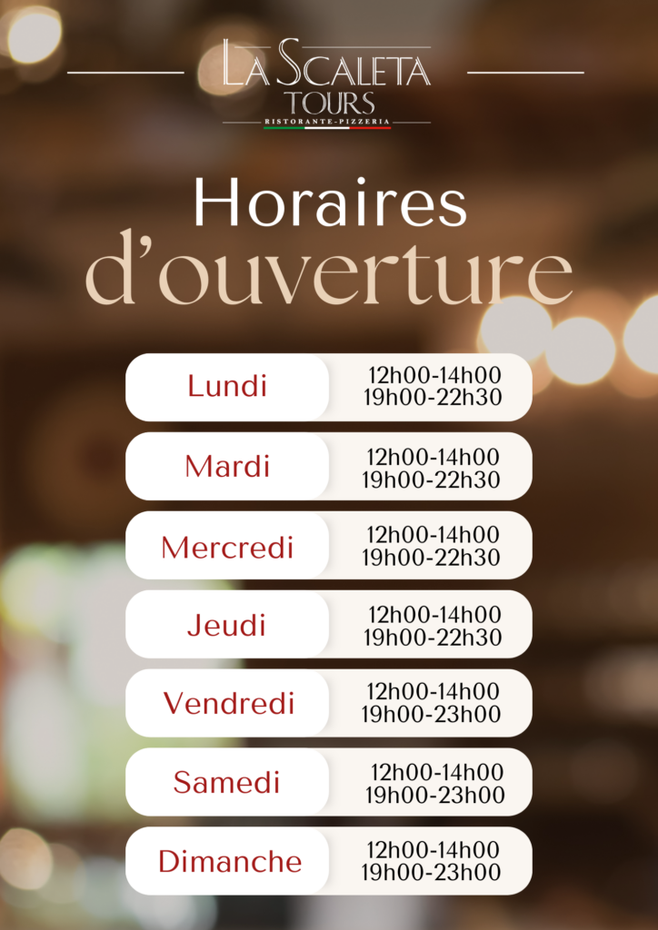 Les horaires de la Scaleta de Tours évoluent !